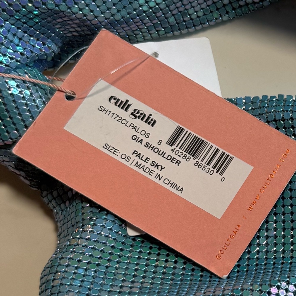 NWT CULT GAIA Gia/Sky Blue Sequin Knotted Shoulder Bag- HARD TO FIND - Picture 5 of 5